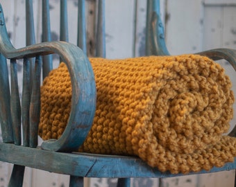 Knitting Pattern//Chunky Knit Blanket - Corner to Corner Knit Blanket Pattern - Customizable Size Throw Blanket - Easy Garter Stitch Pattern