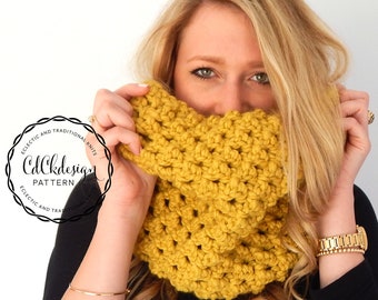 CROCHET PATTERN Chunky Crochet Cowl/Neckwarmer Original Textured Diamond Design