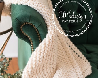 Knitting Pattern - Chunky Knit Wool Throw - Corner to Corner Knit Blanket - Customizable Size Throw Blanket - Easy Beginners Pattern