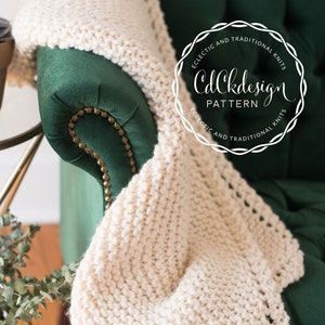 Knitting Pattern - Chunky Knit Wool Throw - Corner to Corner Knit Blanket - Customizable Size Throw Blanket - Easy Beginners Pattern