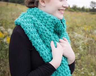 Crochet Pattern, Chunky Oversized Unisex Scarf, Easy Scarf Pattern, Customizable Crochet Scarf Pattern, Unisex Crochet Scarf Pattern