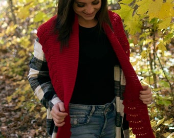 Knit Pattern/Ruffled Bandana Knit Scarf/Knit Bandana Scarf Pattern/Knit Pattern Scarf/Scalloped Edge Knit Scarf/Instant Download Pattern