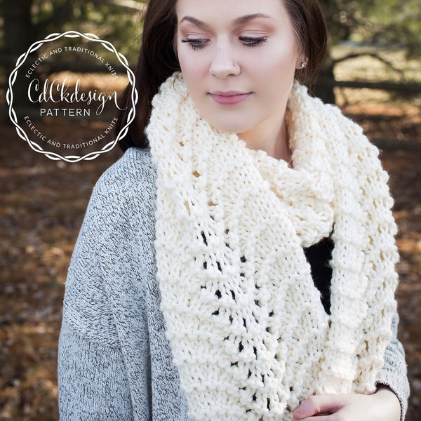 Knitting Pattern/The Glacial/Knit Scarf/Lacey Textured Scarf/Knit Pattern for Scarf/Instant Download Pattern