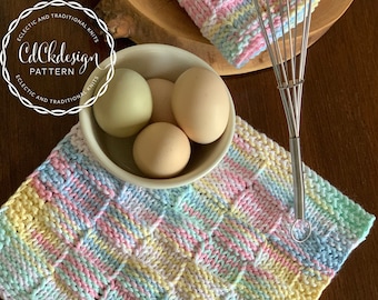 KNIT PATTERN + Dishcloth Pattern + Knit Washcloth Pattern + Easy Knit Dishcloth Pattern + Basket Weave Knitting Pattern + Instant Download