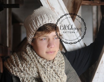 KNITTING PATTERN Knit Hat - Unisex Knit Hat - Guys Knit Hat - Chunky Beanie Hat - Mens Urban Style