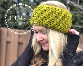 CROCHET PATTERN Chunky Head Band/Head Warmer/Ski Band/Messy Bun Hat/ Nubby Diamond Stitch Original Design