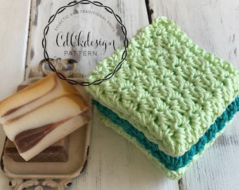 CROCHET PATTERN  Natural Cotton Washcloth/Dishcloth Eco Friendly Durable Machine Washable and Dryable