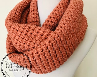 CROCHET PATTERN Chunky Infinity Scarf/Circle Scarf/Chunky Crochet Scarf/Easy Beginners Pattern/Instant Download