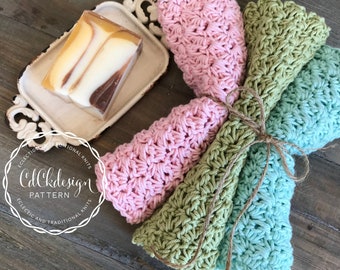 CROCHET PATTERN Natural Cotton Washcloth/Dishcloth Eco Friendly Durable Machine Washable and Dryable/Easy Crochet Pattern