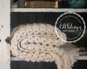 CROCHET PATTERN // Chunky Crochet Blanket - Crochet Blanket Pattern - Bulky Yarn - Throw - Pattern // Customizable Crochet Pattern