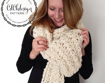 PATTERN Chunky Crochet Scarf - Giant Scarf - Open Ended Scarf - Chunky Scarf - THE BELLA - Beginners Pattern