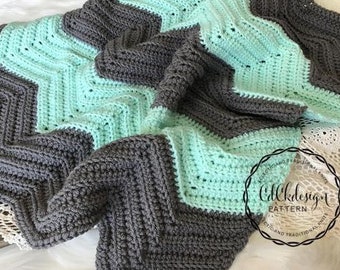 Crochet Chevron Pattern - Chevron Blanket - Lap Blanket - Baby Layering Blanket - Soft and Squishy Newborn Blanket - Beginners Pattern