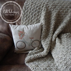 Crochet Pattern//Chunky Crochet Throw Blanket - Chunky Crochet Blanket - Chunky Afghan - Farmhouse Decor - Beginners Pattern
