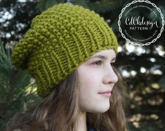 Knitting Pattern / Chunky Knit Hat / Ribbed Knit Toque Beanie Hat / Knitting Pattern for Textured Beanie / Easy Pattern for Womens Hat
