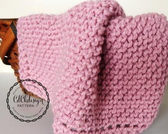 Knitting Pattern - Chunky Knit Wool Baby Blanket - Baby Throw Blanket - Receiving Blanket