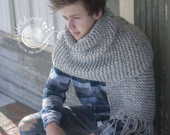 Blanket Scarf - Giant Oversized Scarf - Mens Chunky Wool Scarf - Guys Chunky Crochet Knit Scarf - Extra Wide Long Scarf Custom Colors