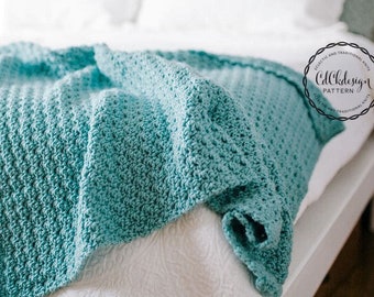 Crochet Pattern//Chunky Throw Blanket - French Country Throw Blanket - Farmhouse Decor - Crochet Blanket - Beginners Pattern