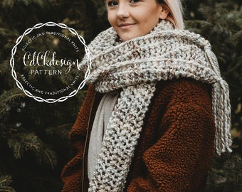 PATTERN Chunky Knit Scarf - Giant Scarf - Open Ended Scarf - Chunky Scarf - Beginners Pattern