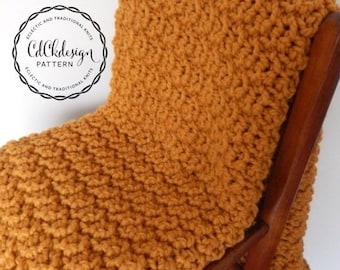 Crochet Pattern//Chunky Crochet Throw Blanket - Chunky Crochet Blanket - Chunky Afghan - Farmhouse Decor - Beginners Pattern