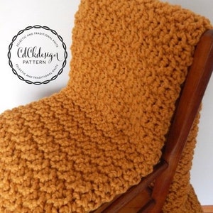 Crochet Pattern//Chunky Crochet Throw Blanket - Chunky Crochet Blanket - Chunky Afghan - Farmhouse Decor - Beginners Pattern