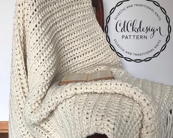 Crochet Pattern//Chunky Crochet Throw Blanket - Ribbed Chunky Crochet Blanket - Chunky Afghan - Farmhouse Decor - Beginners Pattern