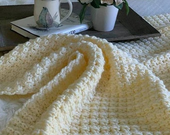 CROCHET PATTERN // Chunky Crochet Blanket Throw - Crochet Blanket Pattern - Cottage Style Throw - Pattern // Customizable Crochet Pattern