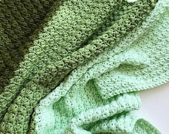CROCHET PATTERN//Chunky Crochet Blanket-Ombre Crochet Blanket Pattern-Crochet Baby/Full Size Blanket Pattern //Customizable Crochet Pattern