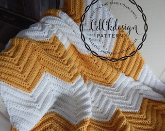 Crochet Pattern - Crochet Chevron Throw - Chevron Blanket - Striped Blanket Afghan - Easy Beginners Pattern