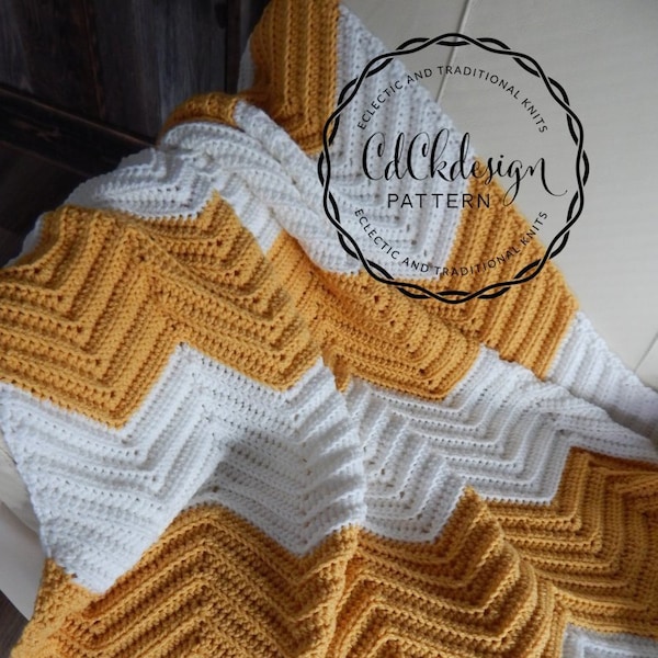 Crochet Pattern - Crochet Chevron Throw - Chevron Blanket - Striped Blanket Afghan - Easy Beginners Pattern