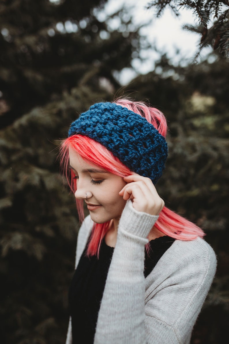 Chunky Head Band Head Warmer Ski Band Messy Bun Band Wool Blend Extra Wide Chunky Style Ear Warmer