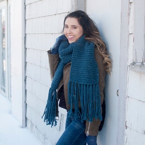Chunky Knit Scarf Giant Scarf Open Ended Scarf Chunky Scarf THE KODIAK Extra Long Custom Colors Wool Blend image 3