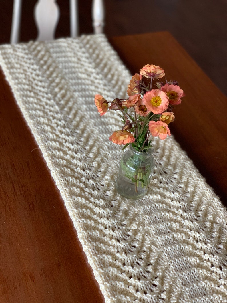 KNIT PATTERN Cotton Farmhouse LaceyTable Runner/Eco Friendly Table Cloth/Cottage Style LaceyTable Runner/Easy Customizable Knit Pattern image 7