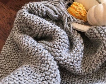 Knitting Pattern - Chunky Knit Wool Blanket Throw - Soft and Squishy Wool Blanket - Home Decor - Easy Beginners Pattern