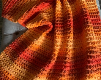 Sunrise Sunset Hand Made Crochet Blanket/Afghan/Throw, Cozy Handmade Home Decor