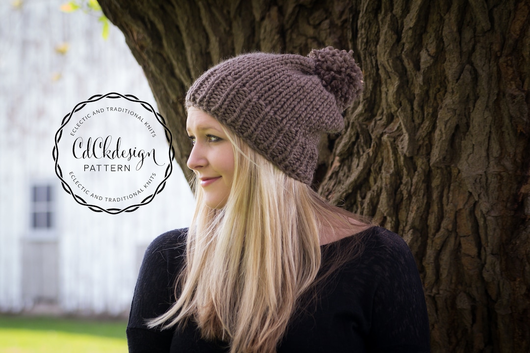 Knitting Pattern / Chunky Knit Hat / Ribbed Knit Toque Beanie Hat ...