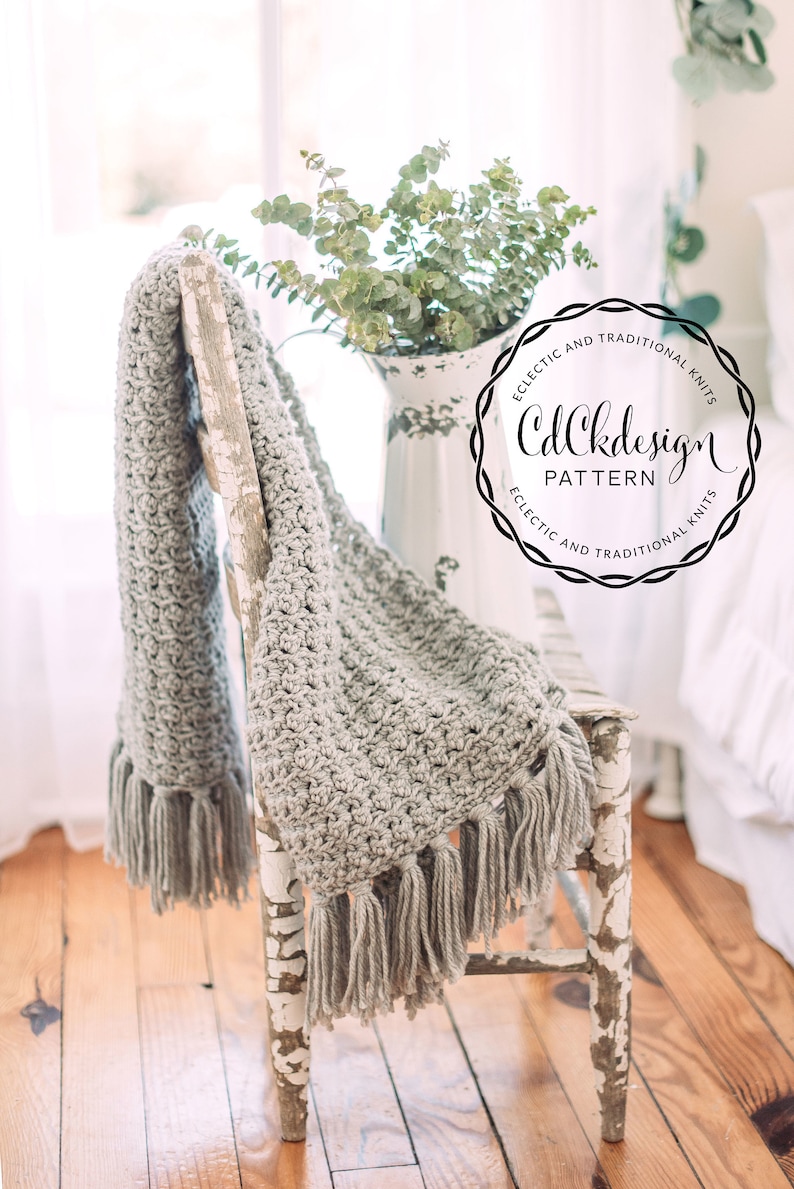 Crochet Pattern//Chunky Crochet Throw Blanket Chunky Crochet Blanket Chunky Afghan Farmhouse Decor Beginners Pattern image 3