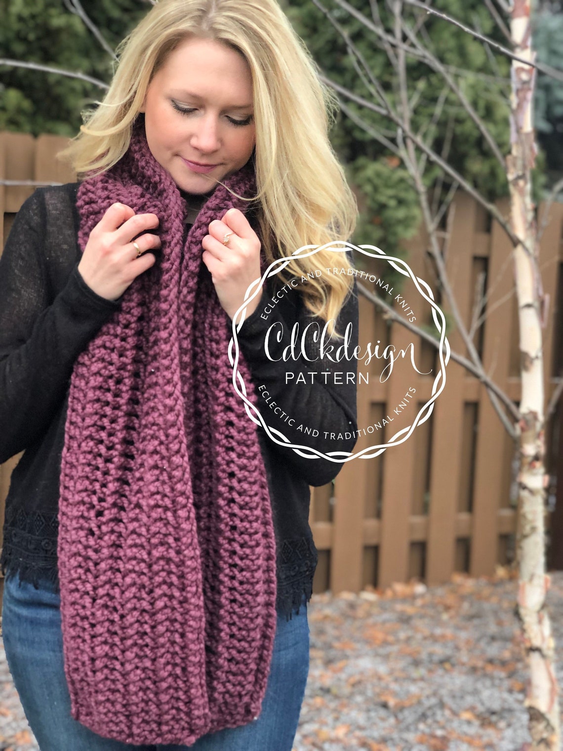 PATTERN Chunky Knit Scarf Giant Scarf Open Ended Scarf Etsy