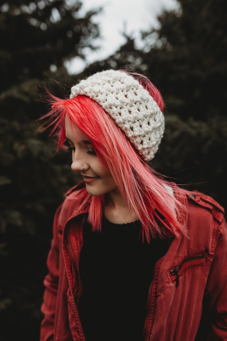 Chunky Head Band Head Warmer Ski Band Messy Bun Band Wool Blend Extra Wide Chunky Style Ear Warmer