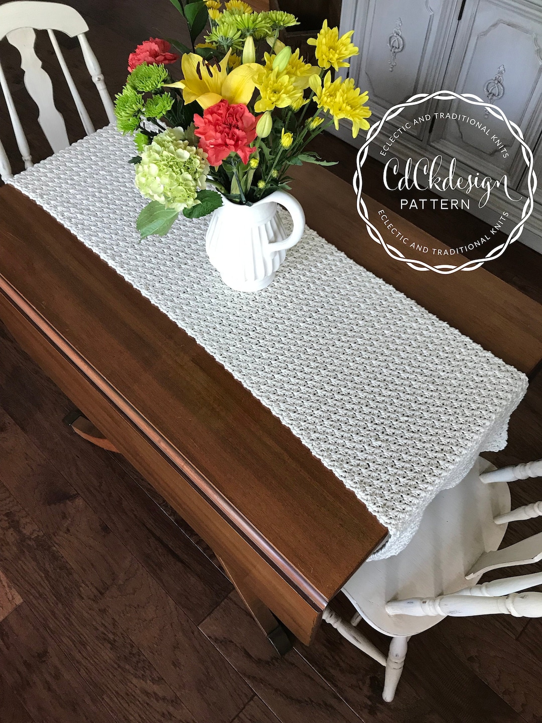 CROCHET PATTERN Cotton Farmhouse Table Runner/eco Friendly Table Cloth