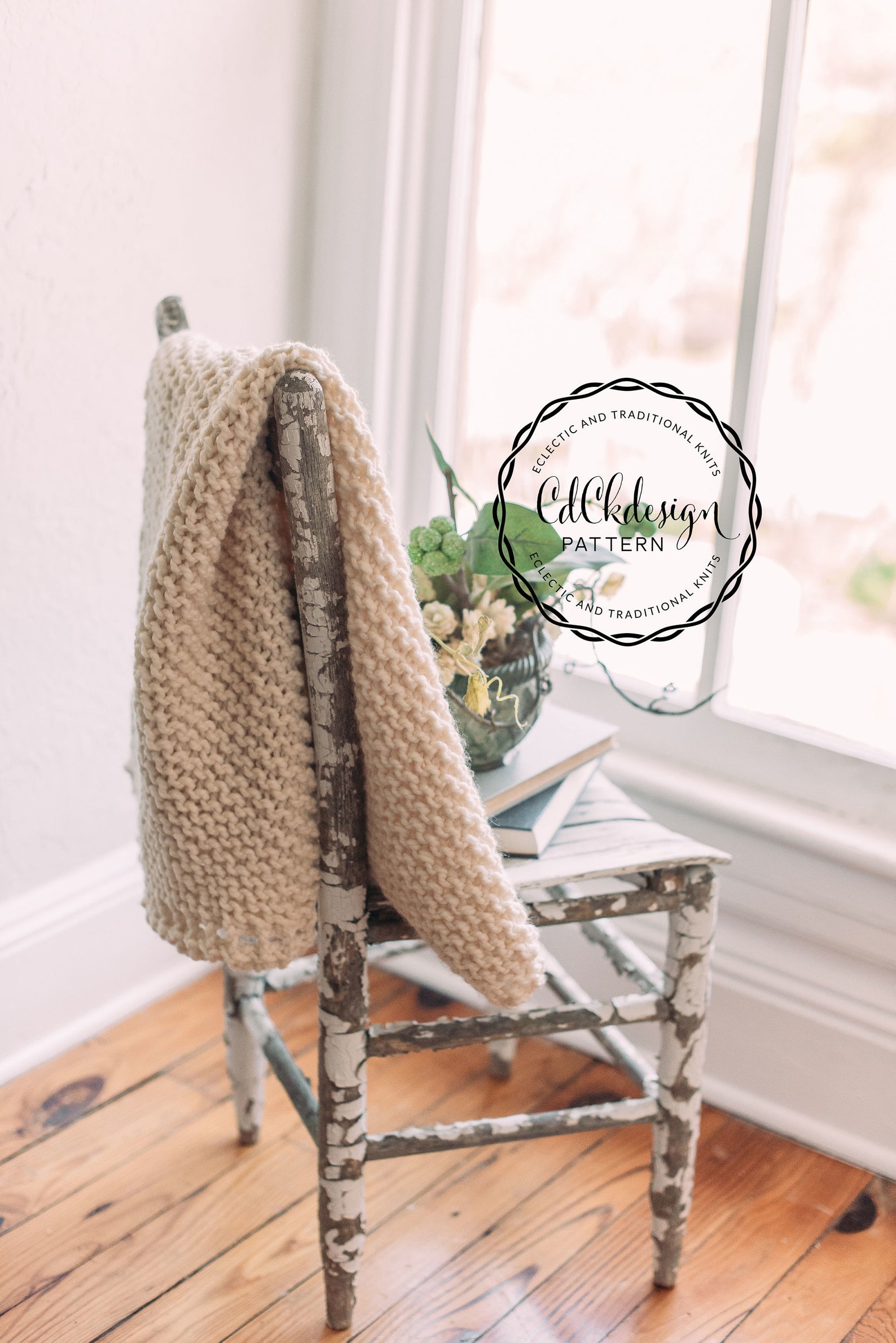 Knitting Pattern Chunky Knit Wool Throw Customizable Size Etsy