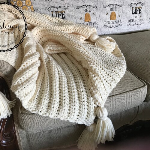 Chunky Yarn Throw Blanket Pattern / Chunky Chenille Crochet Etsy
