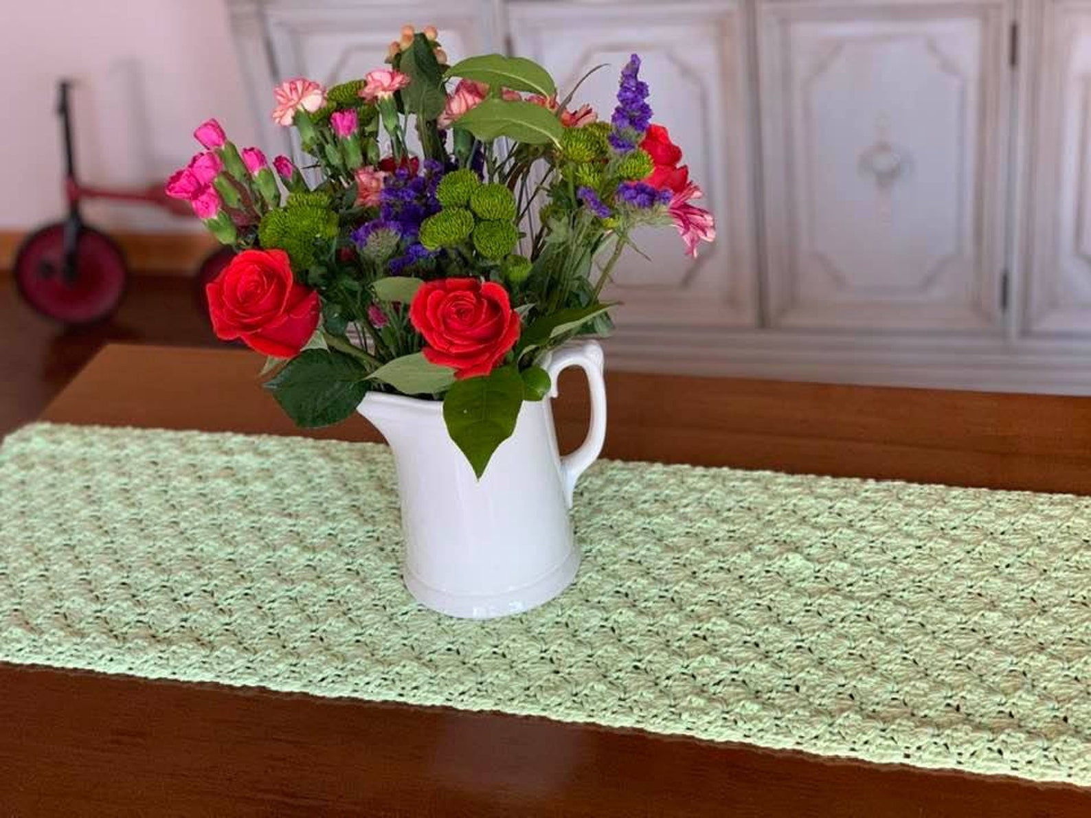 CROCHET PATTERN Cotton Farmhouse Table Runner/eco Friendly Table Cloth