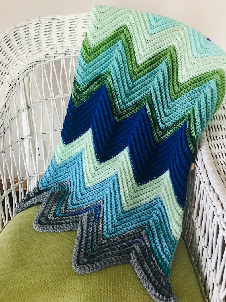Crochet Pattern Chevron Blanket Throw THE SCRAPGHAN Etsy