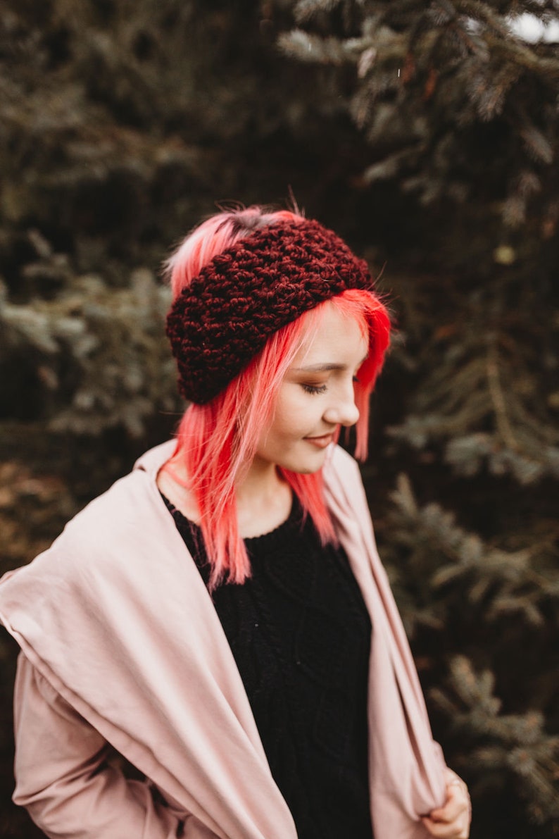 Chunky Head Band Head Warmer Ski Band Messy Bun Band Wool Blend Extra Wide Chunky Style Ear Warmer