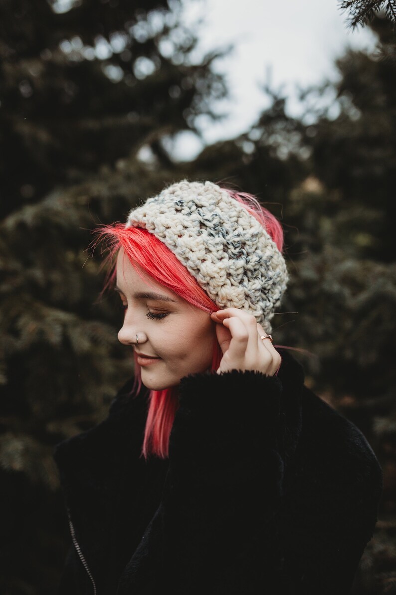Chunky Head Band Head Warmer Ski Band Messy Bun Band Wool Blend Extra Wide Chunky Style Ear Warmer