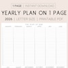 Any Year at a Glance on Two Pages, Yearly Planner Printable, Letter ...