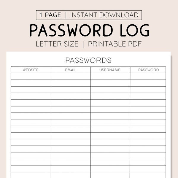 Password Printable - Etsy