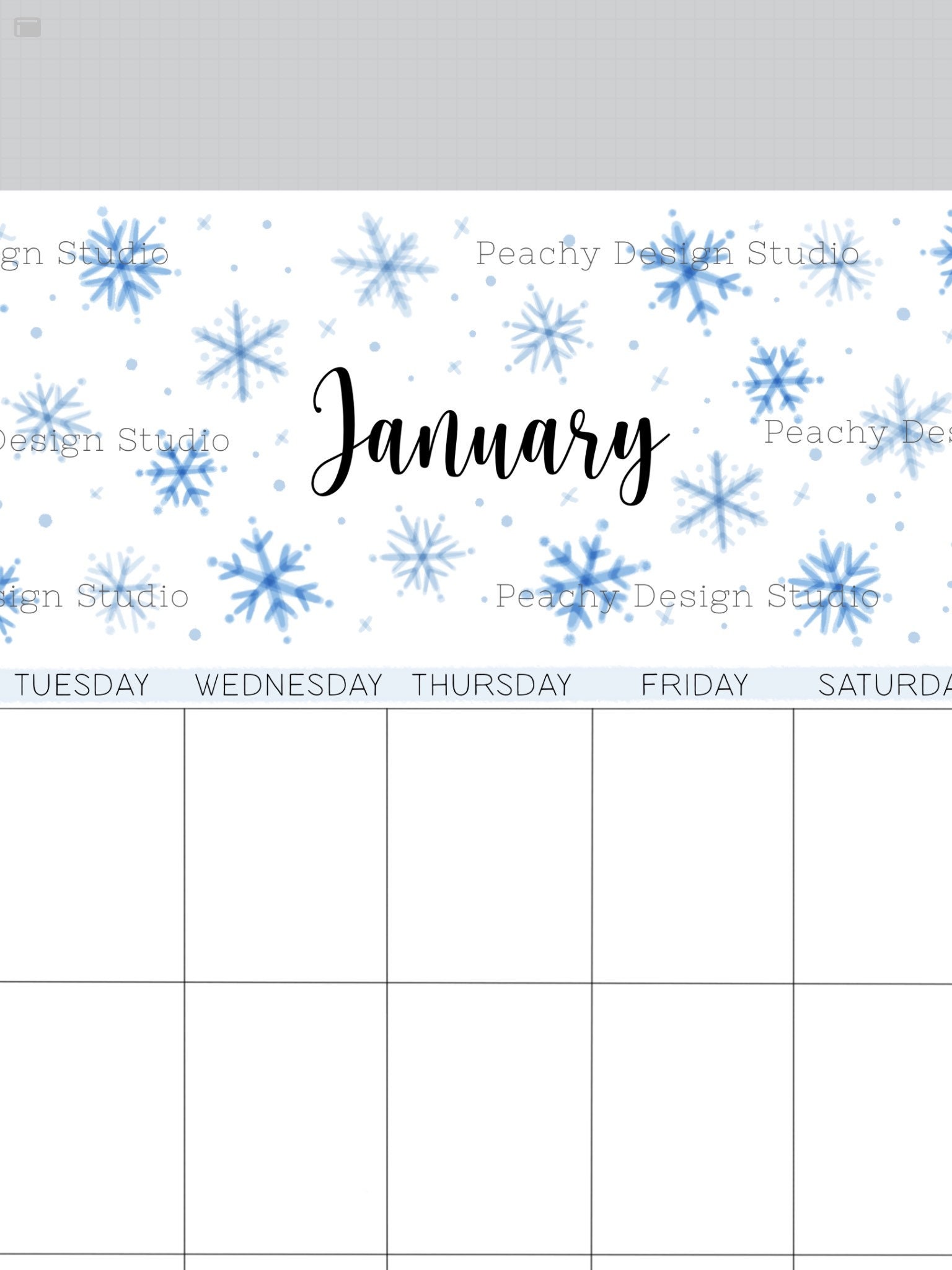 January Calendar Printable Winter Calendar 8.5x11 inch Etsy