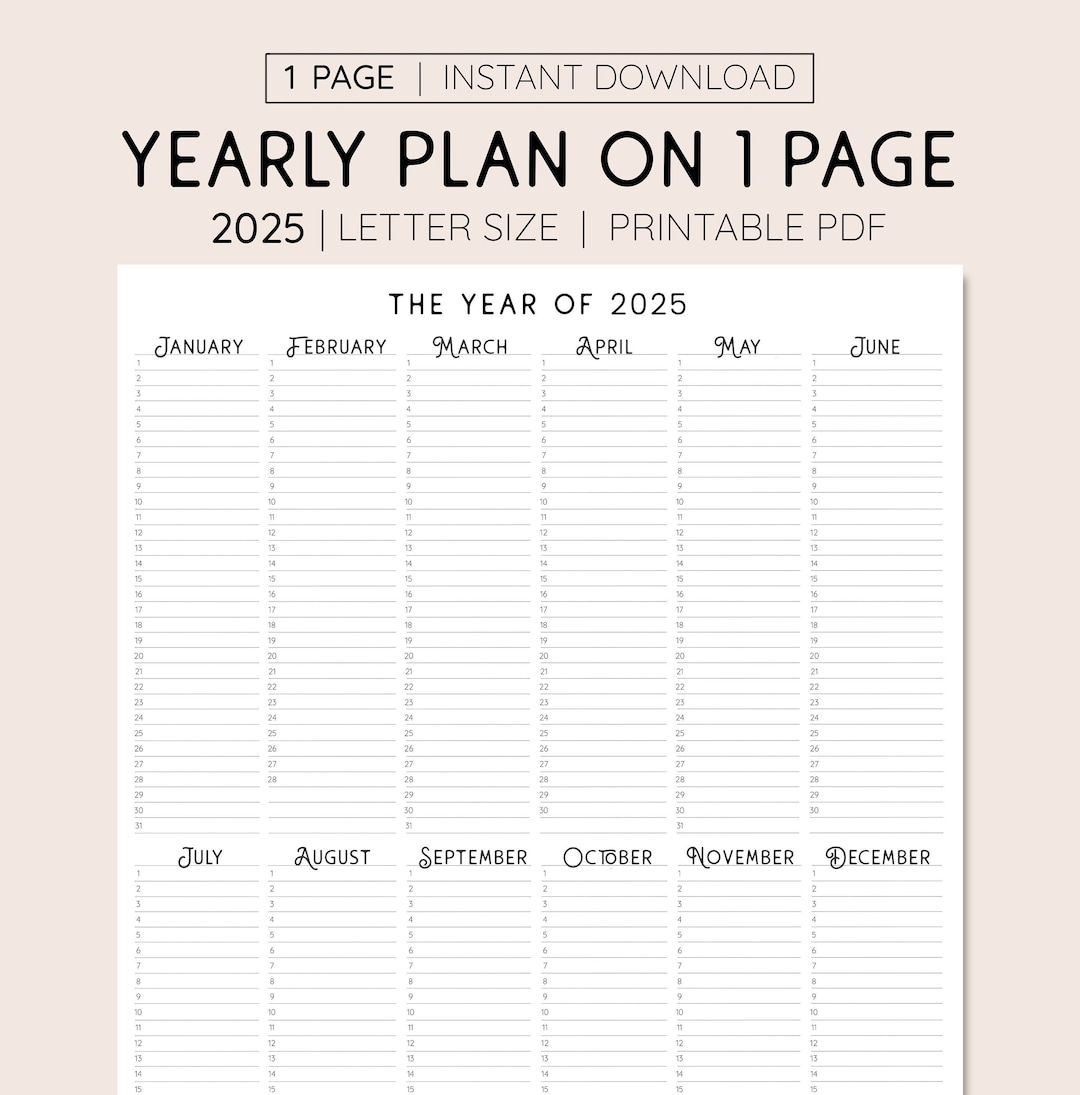 2025 Year at A Glance, INSTANT DOWNLOAD, Yearly Overview, Printable Calendar, 2025 Yearly Planner, Annual Overview - Etsy 2025-year-at-a-glance-instant-download-yearly-overview-printable-calendar-2025-yearly-planner-annual-overview-etsy
