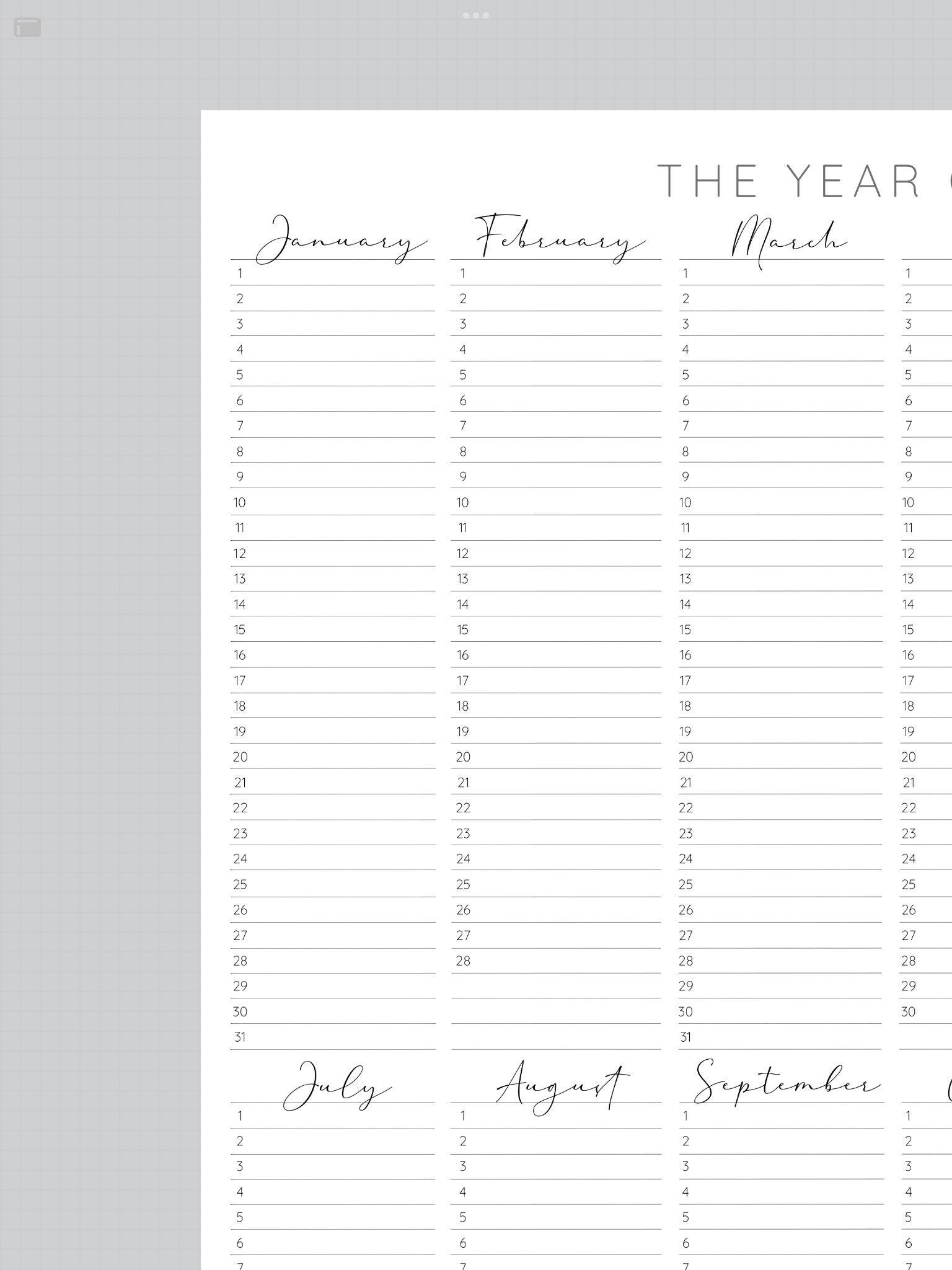 2023 Year at A Glance, INSTANT DOWNLOAD, Yearly Overview, Printable ...